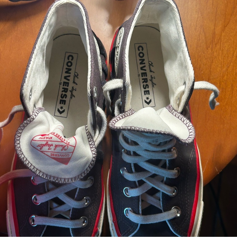 Converse High-Top Sneakers - Gray with Red and Black Details - Picture 6 of 7